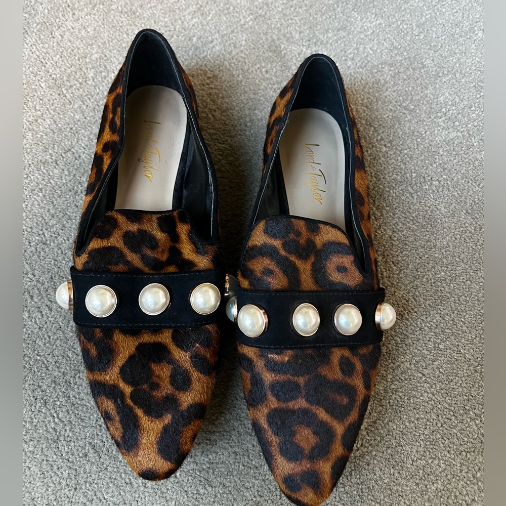 Lord and Taylor Leopard Loafers - Size 6M/36